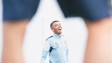Iago Aspas durante un entrenamiento del Celta.