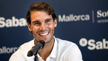 El tenista Rafael Nadal, durante la presentación oficial del “Rafa Nadal Open Banc Sabadell”.