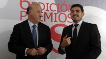 Del Bosque y Casillas durante la entrega de los premios AS.