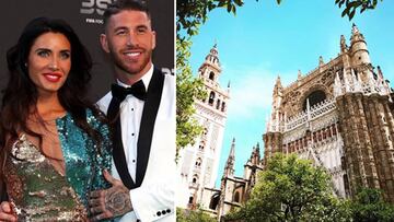 Im&aacute;genes de Sergio Ramos con Pilar Rubio posando sonrientes en los Premios The Best 2018 y de la Catedral de Sevilla.