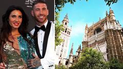 Im&aacute;genes de Sergio Ramos con Pilar Rubio posando sonrientes en los Premios The Best 2018 y de la Catedral de Sevilla.