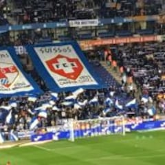 La afición perica recuerda los orígenes suizos del Barça