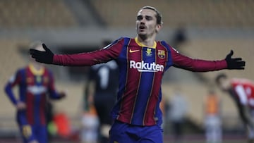 Antoine Griezmann, celebrando un gol con el Bar&ccedil;a.