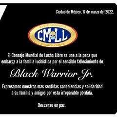 Falleció Black Warrior Jr., a los 24 años de edad