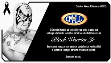 Esto fue lo que public&oacute; el CMLL sobre Black Warrior Jr.