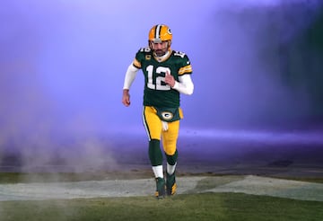Aaron Rodgers #12 of the Green Bay Packers takes the field prior to the game against the Detroit Lions.
