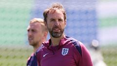 England's head coach Gareth Southgate leads an MD-1 training session at the team's base camp in Blankenhain, on July 13, 2024, on the eve of their UEFA Euro 2024 final football match against Spain. (Photo by Adrian DENNIS / AFP)