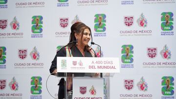 MEX1818. CIUDAD DE MÉXICO (MÉXICO), 07/05/2025.- Fotografía cedida por el Gobierno de la Ciudad de México, de la Jefa de Gobierno, Clara Brugada, hablando durante una rueda de prensa este miércoles, en Ciudad de México (México). Brugada aseguró que el Estadio Azteca será reinagurado el 28 de marzo del 2026, poco más de dos meses antes de la Apertura de la Copa del Mundo de la FIFA. EFE/ Gobierno de la Ciudad de México /SOLO USO EDITORIAL/NO VENTAS/SOLO DISPONIBLE PARA ILUSTRAR LA NOTICIA QUE ACOMPAÑA (CRÉDITO OBLIGATORIO)