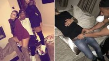 Gabriel Agbonlahor, fotografiado en el Hotel Myfair de Londres consumiendo gas de la risa.