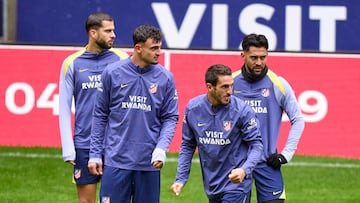 Koke, al frente en la sesión del Atlético en el Metropolitano.