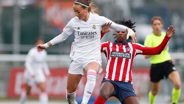 Asllani y Tounkara, jugadoras del Real Madrid y del Atlético.