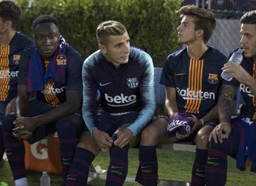 Digne pictured on the bench againt Spus