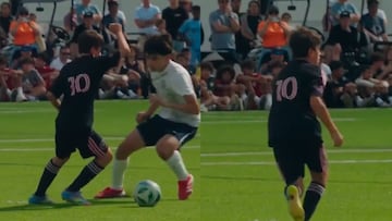 El increíble regate con asistencia incluida del hijo de Messi que es una calca de su padre