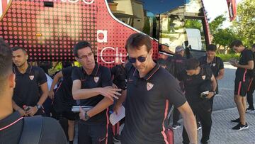 Lopetegui, a su llegada a Lagos.