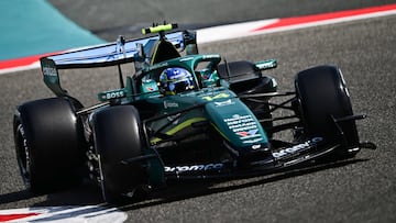 Aston Martin's Spanish driver Fernando Alonso drives on the second day of the Formula One pre-season testing at the Bahrain International Circuit in Sakhir on February 12, 2026. (Photo by Giuseppe CACACE / AFP)