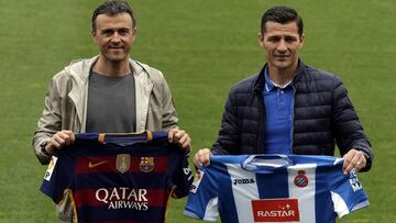 Foto antes del derbi de mañana entre Luis Enrique y Galca.