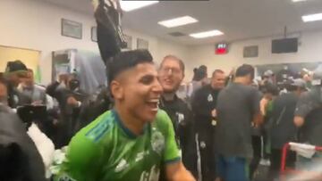 Ruidíaz, el champán y su loca celebración en el vestuario tras coronarse campeón de la MLS