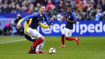 El atl&eacute;tico Lucas Hern&aacute;ndez, en su debut con la absoluta de Francia, ante Colombia en Par&iacute;s (2-3).