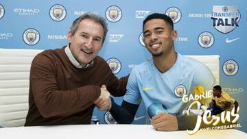 El director deportivo del Manchester City, Txiki Begiristain, y el delantero, Gabriel Jes&uacute;s.