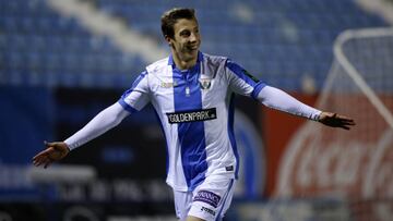 Guillermo celebra un gol con el Legan&eacute;s. 