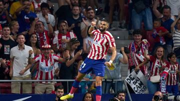 Carrasco, celebra su gol al Celta, el 3-0.