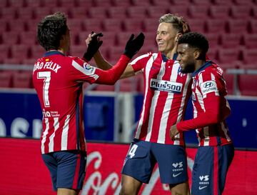 Alegría de Marcos Llorente después de anotar el 2-0 para el Atleti 