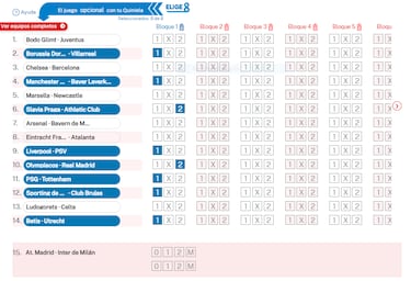 Elige 8 de La Quiniela jornada 23 - 25/11/25 