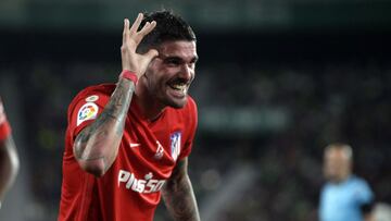 De Paul celebra el 0-2 en el Elche-Atlético