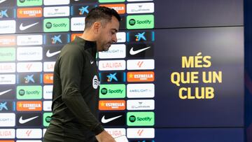 Xavi, en una rueda de prensa.