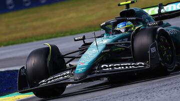 Fernando Alonso, al volante de su Aston Martin en el GP de Canadá.