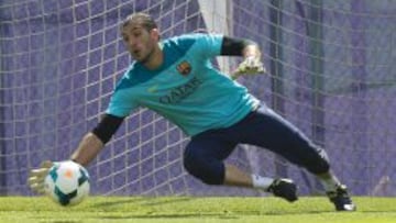 Pinto, e uno de sus últimos entrenamientos con el Barça.