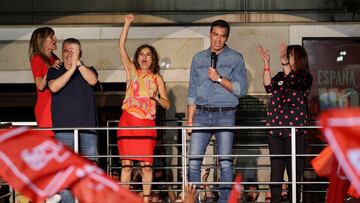 Spain's Socialist leader and Prime Minister Pedro Sanchez delivers a speech on the day of the general election, in Madrid, Spain, July 23, 2023. REUTERS/Nacho Doce