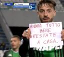 ¡Jugador italiano festejó con un mensaje a los hinchas por el coronavirus!