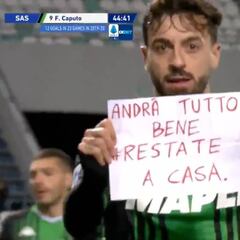 Sassuolo striker Caputo sends a message of support to Italy