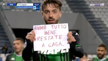 Sassuolo striker Caputo sends a message of support to Italy