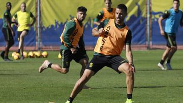 David Garc&iacute;a, durante un entrenamiento de Las Palmas.