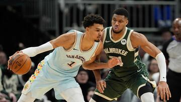 Victor Wembanyama y Giannis Antetokounmpo -