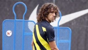 Carles Puyol, en el entrenamiento de este martes.