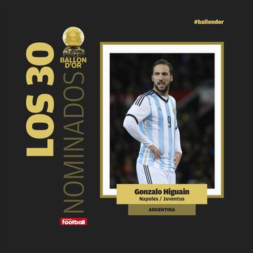 La lista de los 30 jugadores nominados al Balón de Oro