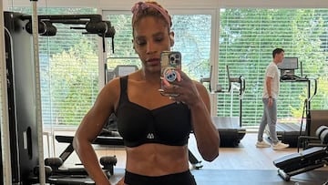 Serena Williams durante un entrenamiento en el gimnasio.