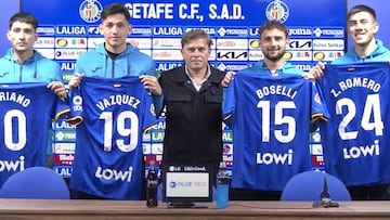 Presentación de Sebastián Boselli, Zaid Romero, Martín Satriano y Luis Vázquez como nuevos jugadores del Getafe.
