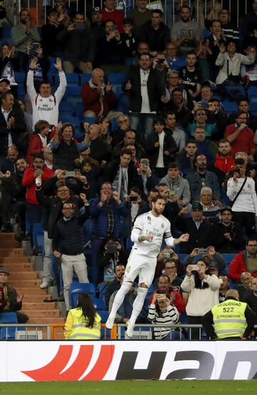 3-0. Sergio Ramos celebró el tercer gol tras lanzar por segunda vez el penalti que revisó el VAR.