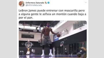 LeBron pone el ejemplo al entrenar con mascarilla