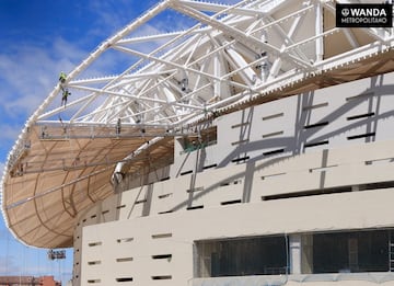 La colocación de las butacas en las obras del Wanda Metropolitano