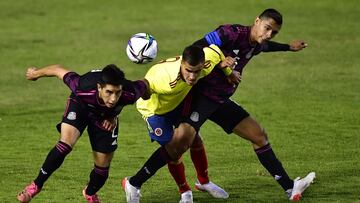 during the game Mexico U-20 vs Colombia U-19 corresponding to Revelations Cup Celaya 2021, at Miguel Aleman Valdes Stadium, on November 10, 2021.
 &amp;lt;br&amp;gt;&amp;lt;br&amp;gt;
 durante el partido Mexico  Sub-20 vs Colombia Sub-19, correspondiente 