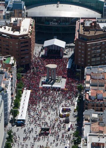 View of the Liverpool fan zone filling up on Saturday afternoon.