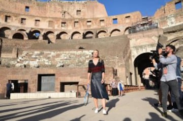 Sharapova entrena en el Coliseo de Roma