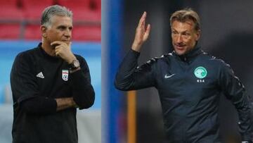 Carlos Queiroz y Hervé Renard, seleccionadores de Irán y Arabia Saudí.