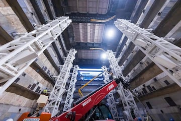 Así se encuentran los entresijos de las obras de ampliación del interior del nuevo Santiago Bernabéu.