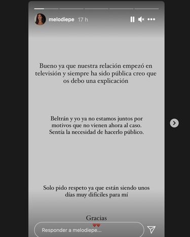 Melodie y Beltrán rompen su relación un año después de 'La isla de las tentaciones'